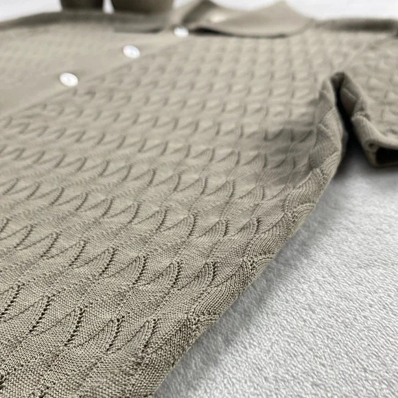 Suitsupply Cotton Silk Semi Sheer Lace Knit Short Sleeve Button Up Polo Cardigan - Picture 9 of 14